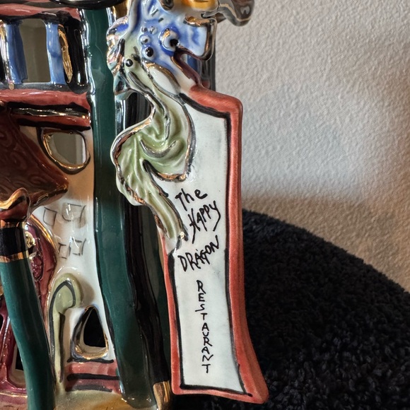 Vintage Blue Sky Clayworks The Happy Dragon Restaurant Tea Light Ceramic House - Picture 4 of 11